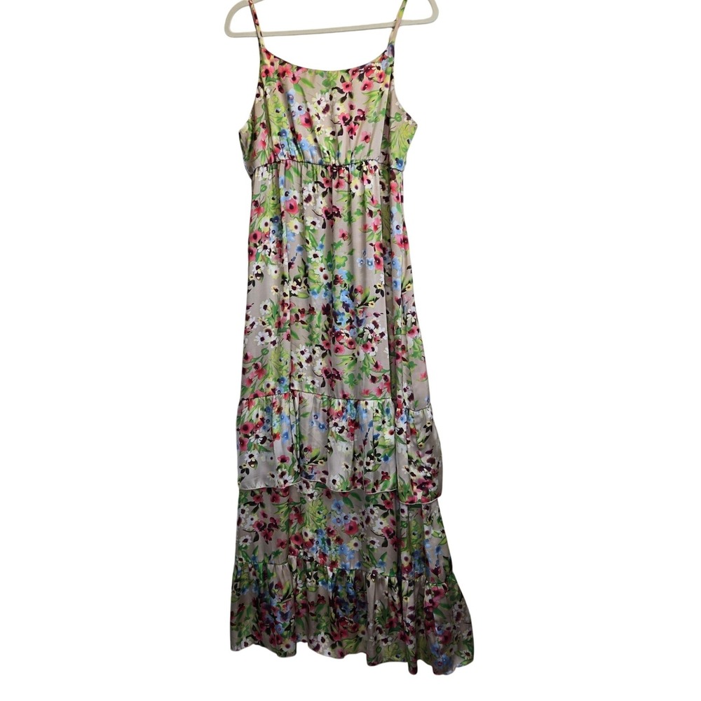 Old Navy Womens‎ Floral Print Tiered Maxi Dress Spaghetti Straps Large Bohemian